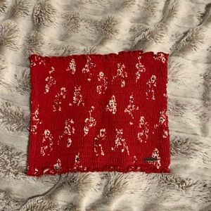 red smocked hollister tube top